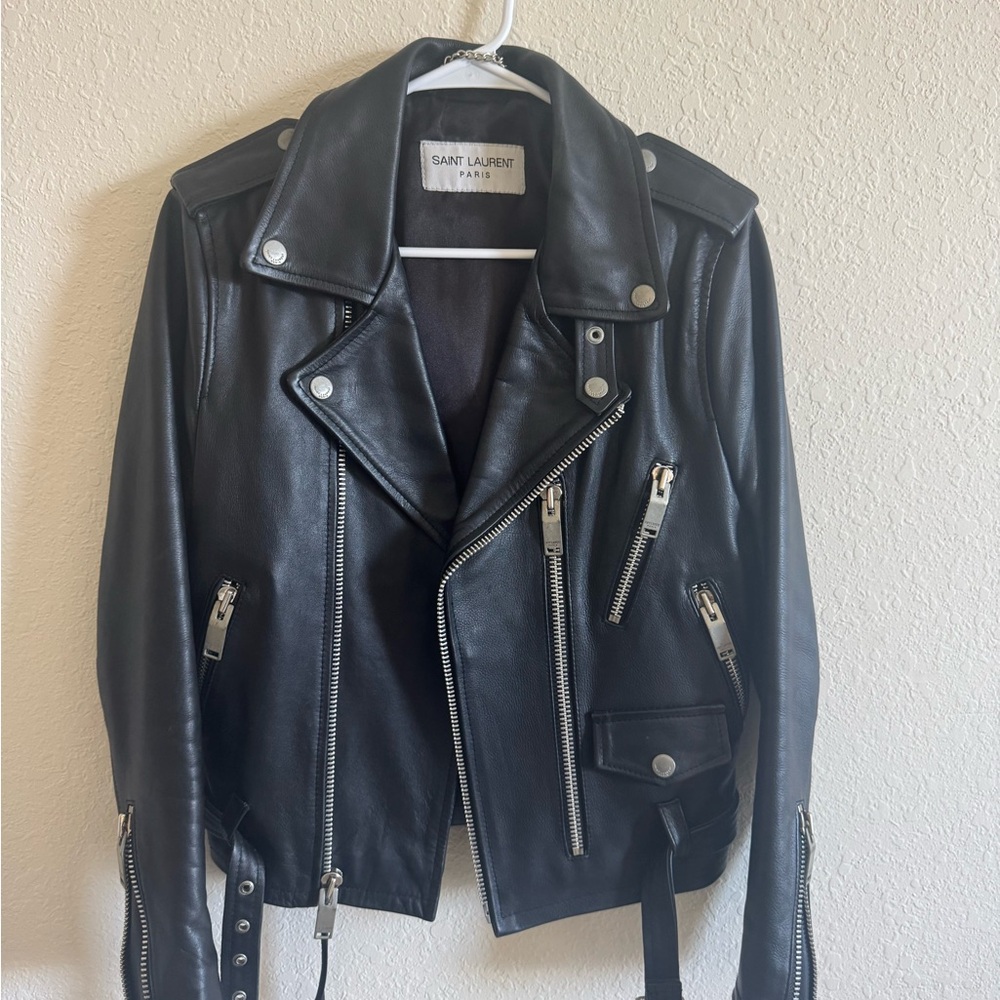 Saint Laurent Black Leather Biker Jacket